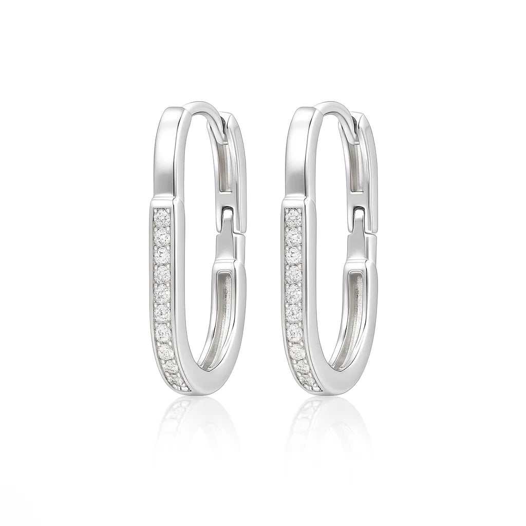 Charming Huggie Lock Earrings Silver