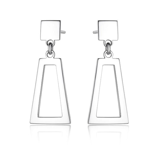 Silver Geometric Drop Earrings
