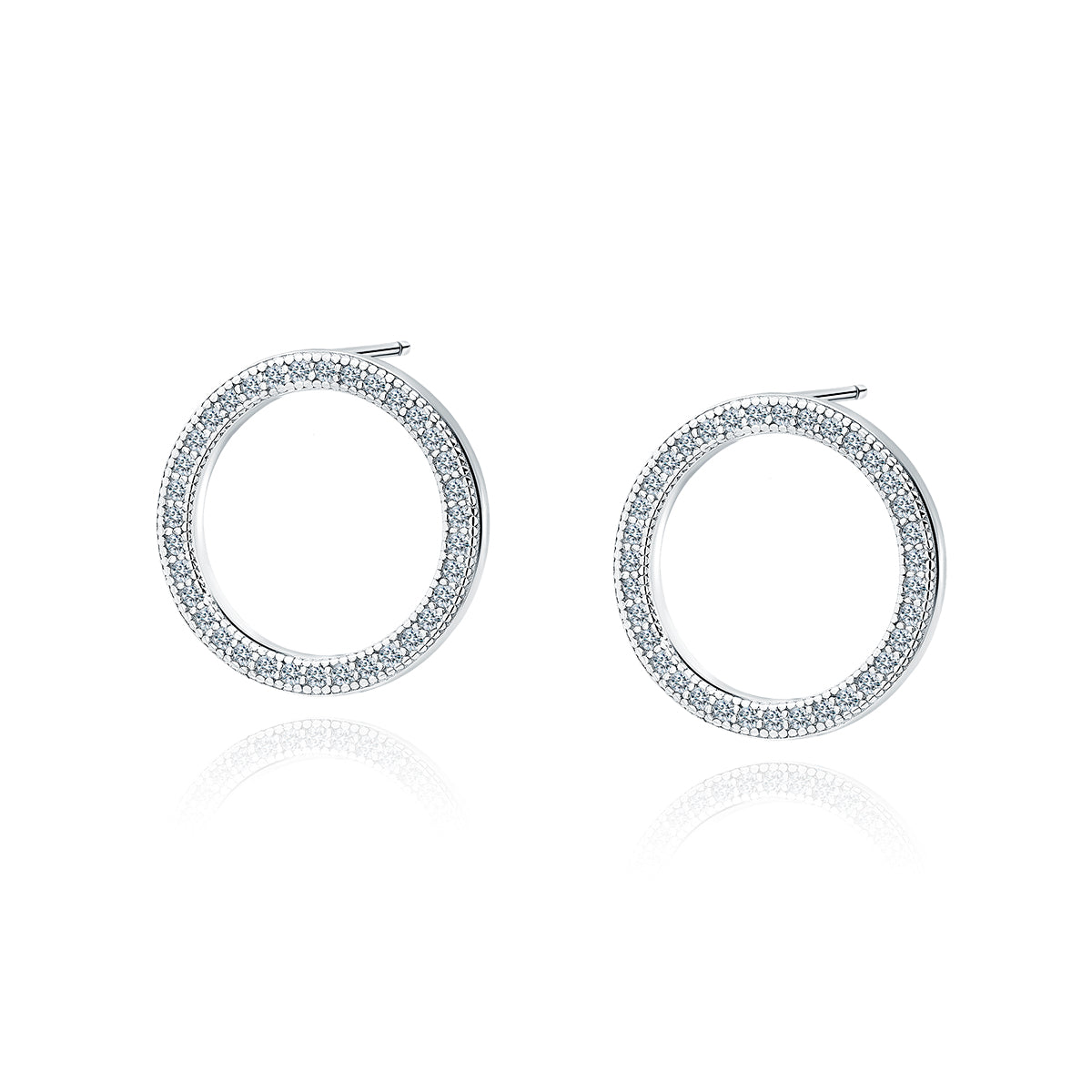 Silver Stud Earrings with cubic zirconia - Amona Jewelry