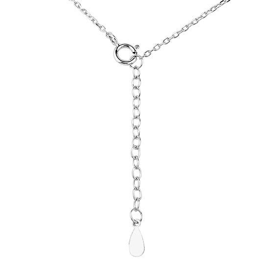 Sleek Silver Rhomboid Duo Necklace Rhodium Plated
