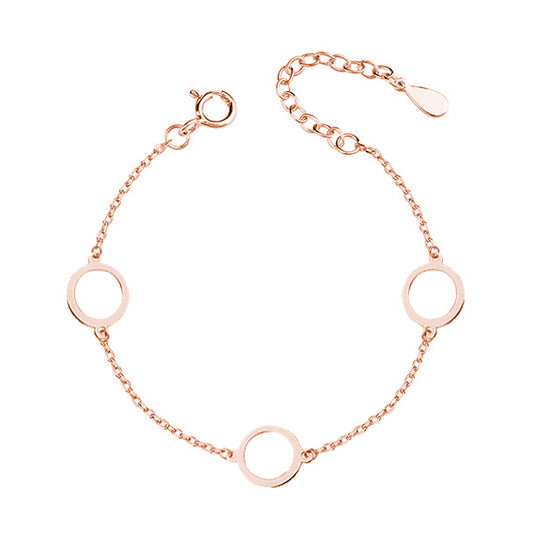 Rose Gold Circle Trio Adjustable Bracelet - Amona Jewelry