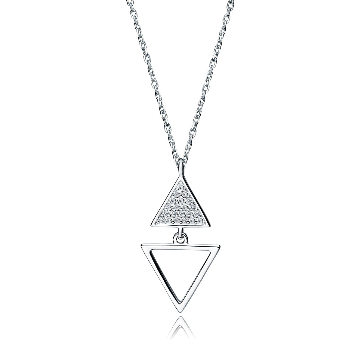 Zilveren ketting met driehoeken