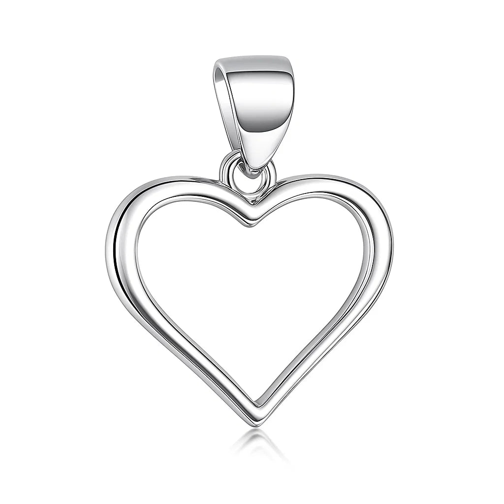 Silver heart-shaped pendant on a white background