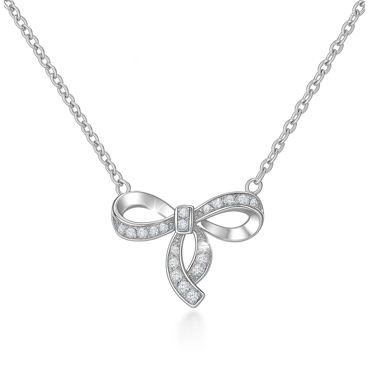 De zilveren boog knoop ketting