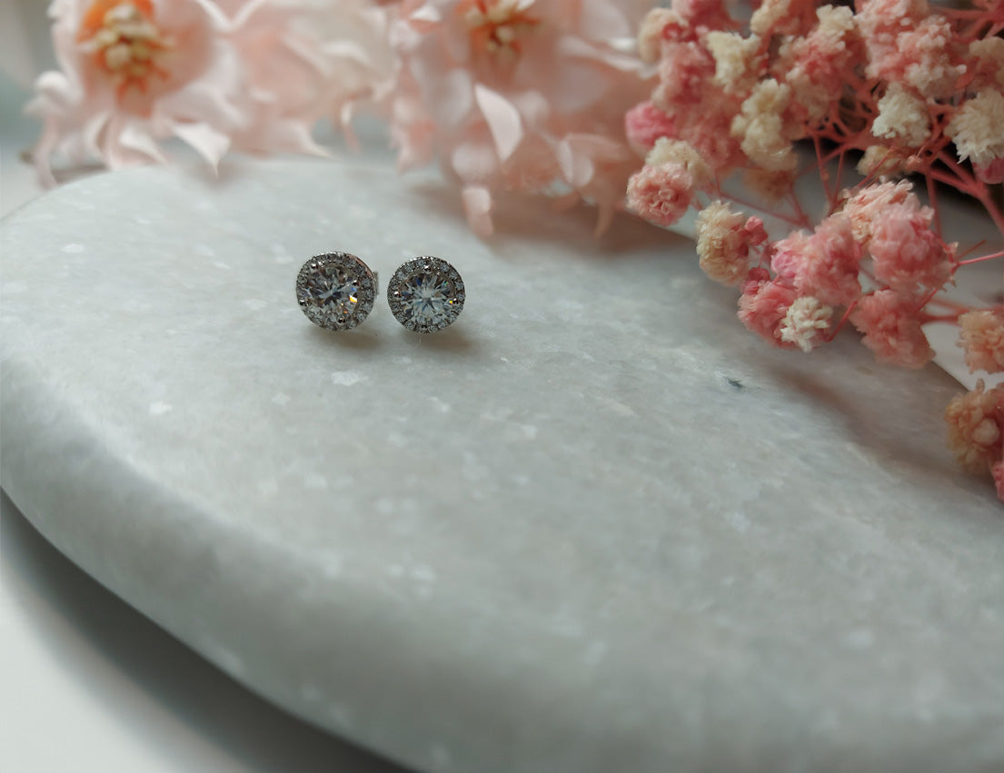 Classic Moissanite Silver Earrings - Amona Jewelry