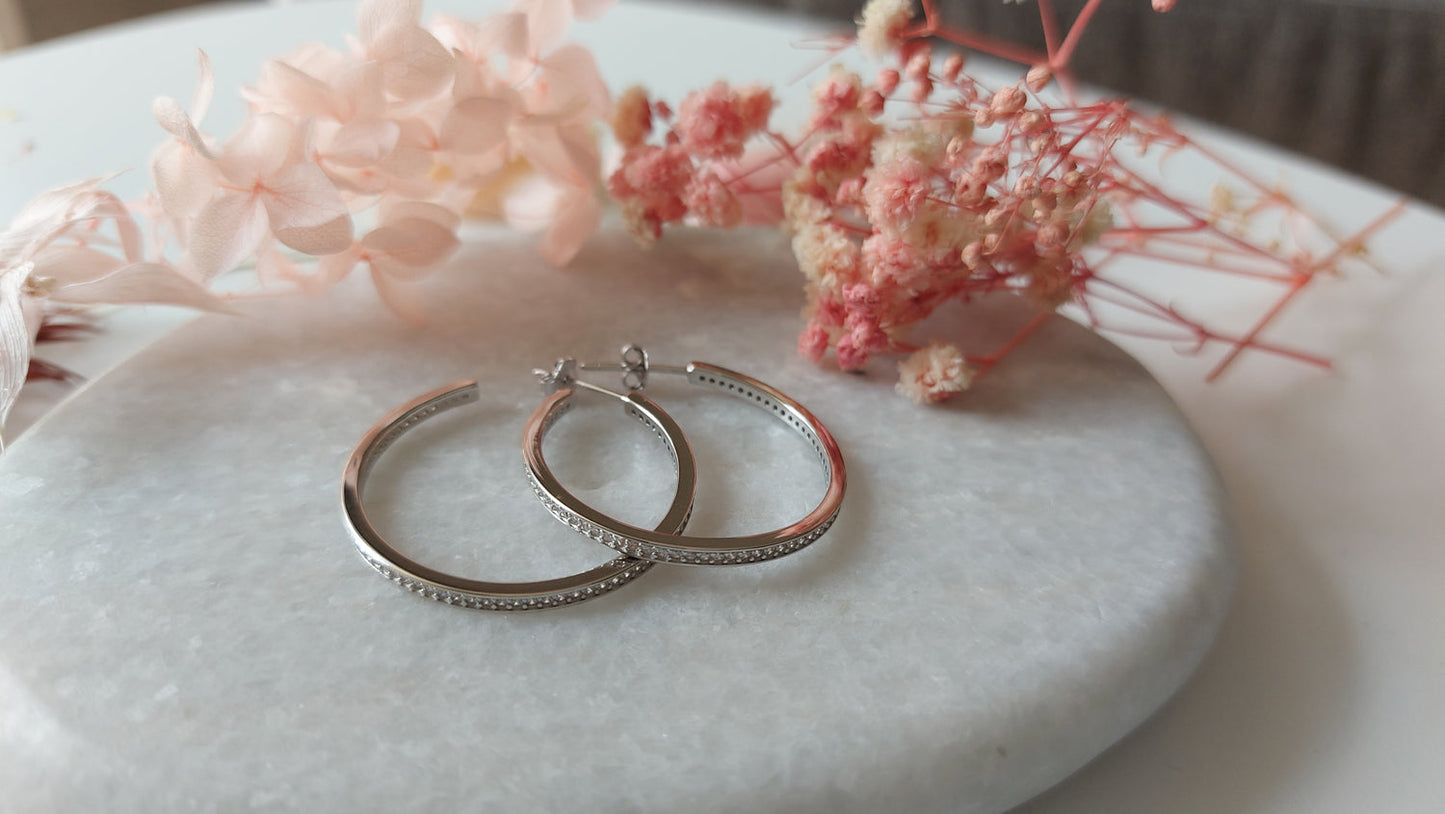 Celestial Sparkle Hoop Earrings 30mm