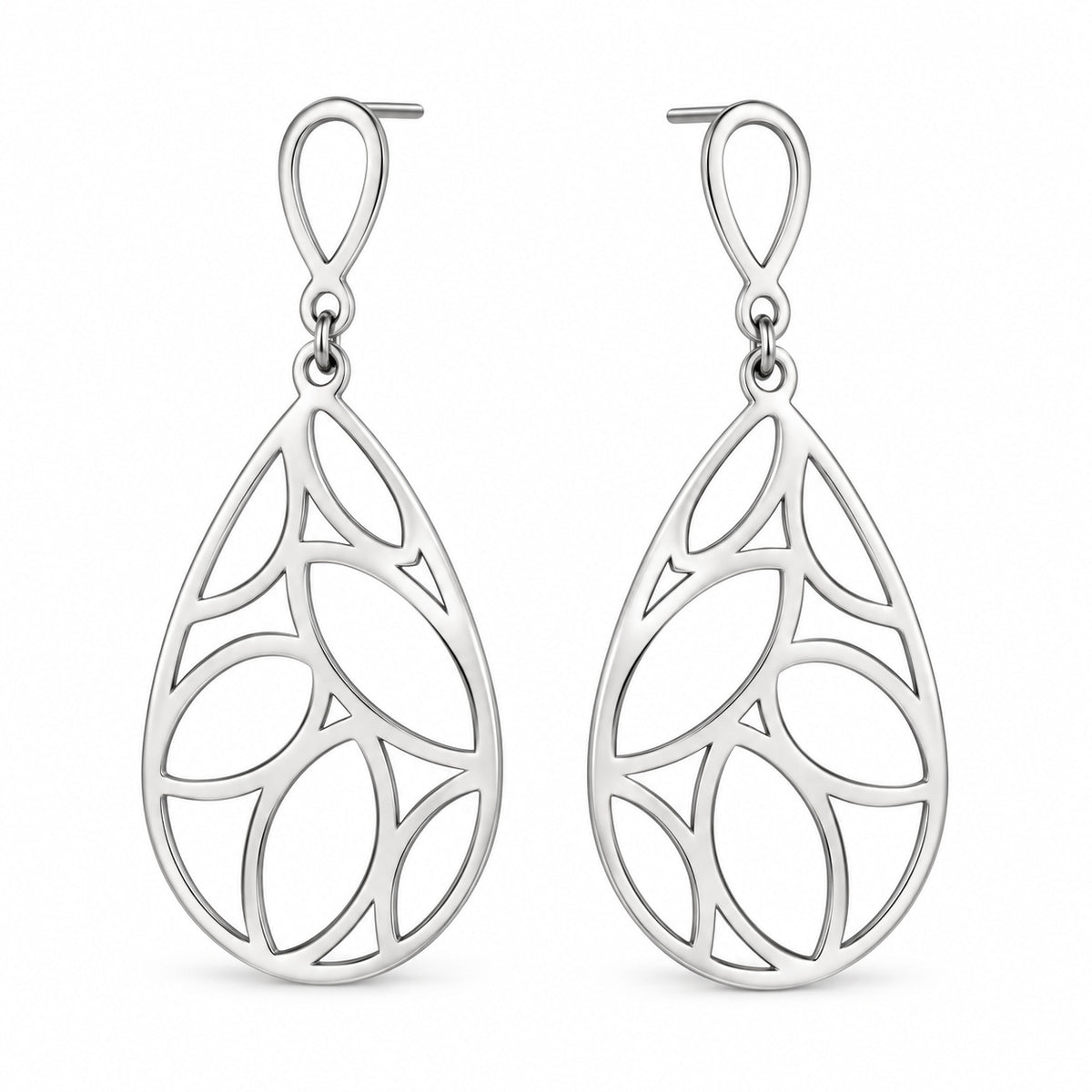 Silver Openwork Teardrop Earrings