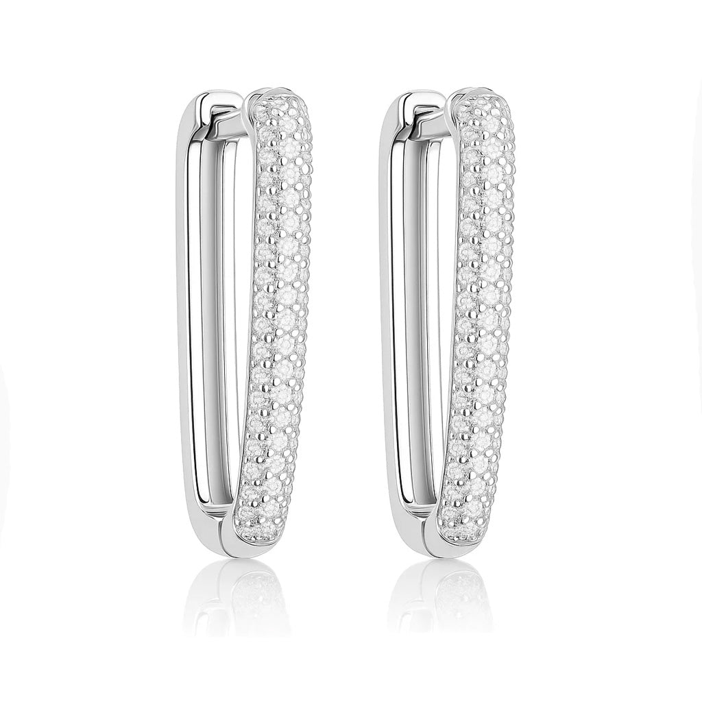 Glamorous Silver Lock-In Earrings