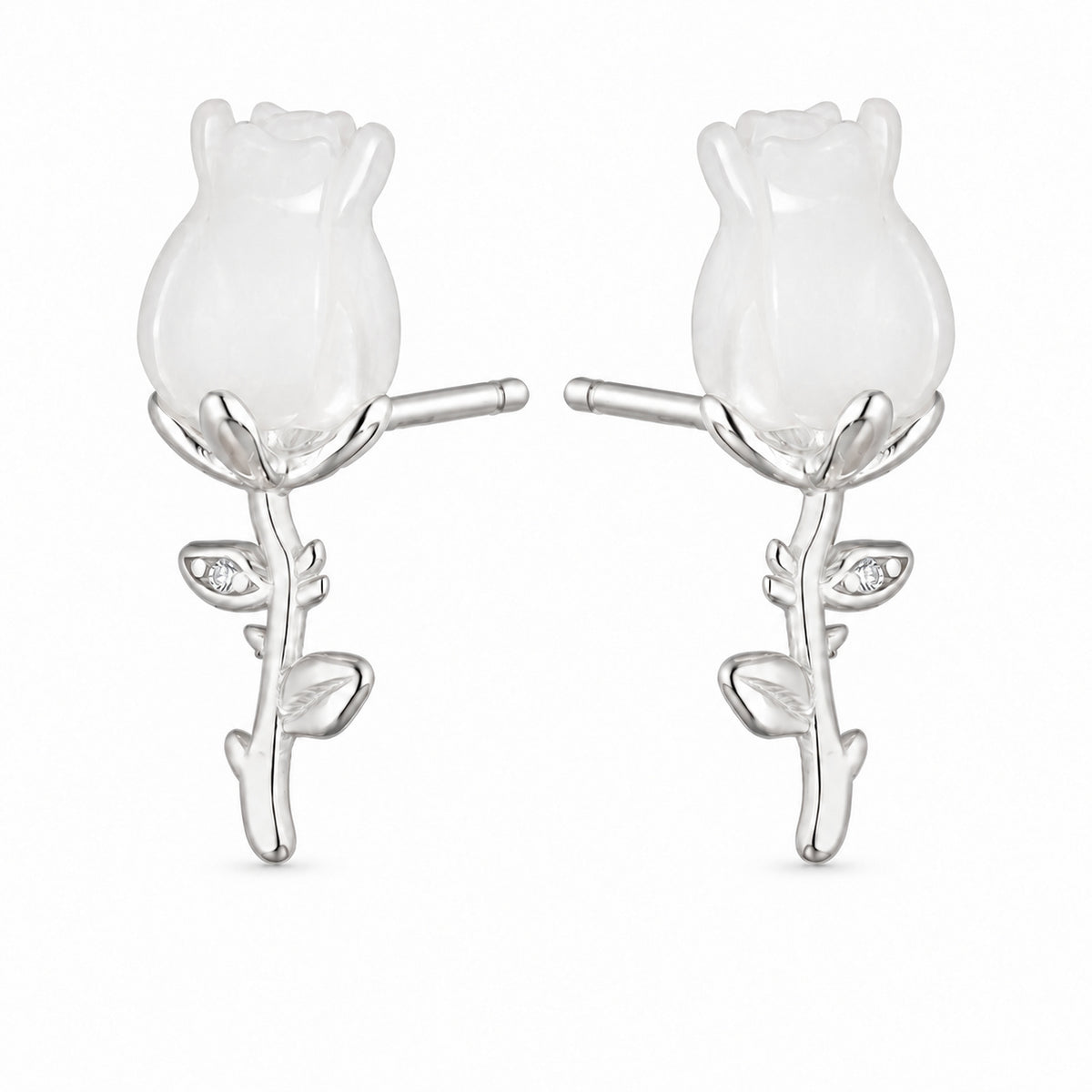 Sterling Silver Rose Bud Stud Earrings