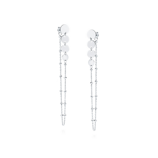 Cascading Circle Chain Dangle Earrings Silver - Amona Jewelry
