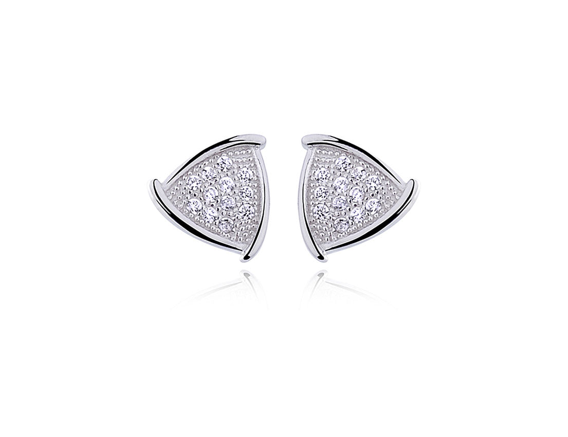 Trendy Triangular 925 Sterling Silver Earrings with Rhodium Finish