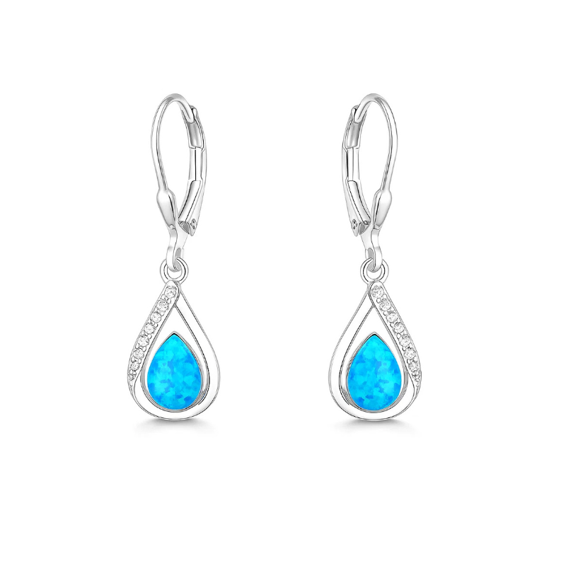 Silver Earrings with Opal Stone