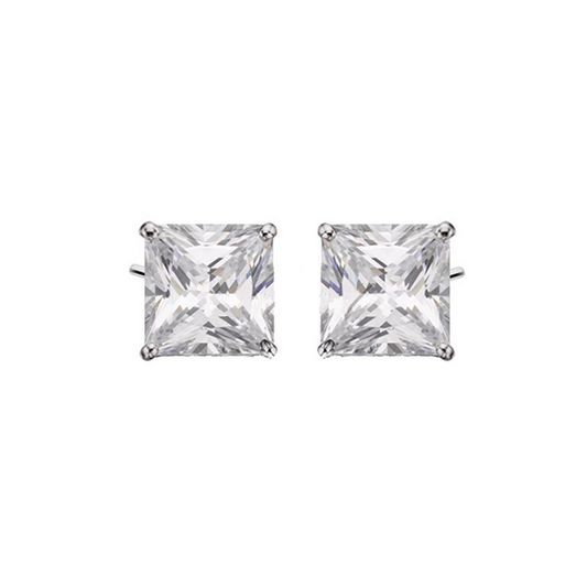 Square Shape Zirconia Earrings 7mm