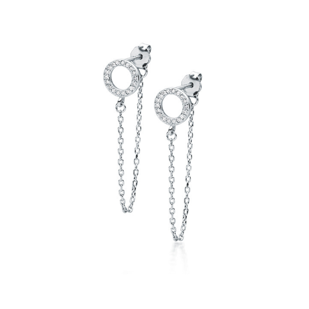Sparkling Circle Chain Earrings