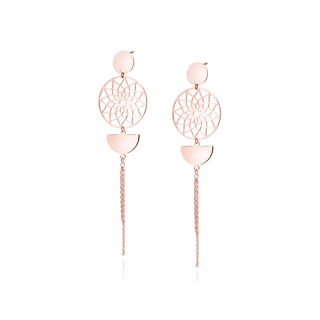 Silver Rose Gold Plated Mandala Earrings
