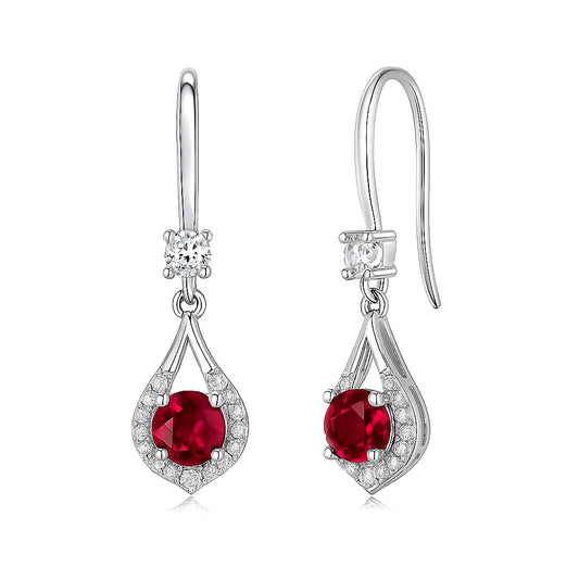 Silver Earrings with Ruby