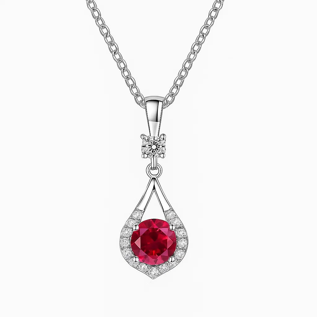 Silver Necklace with Ruby