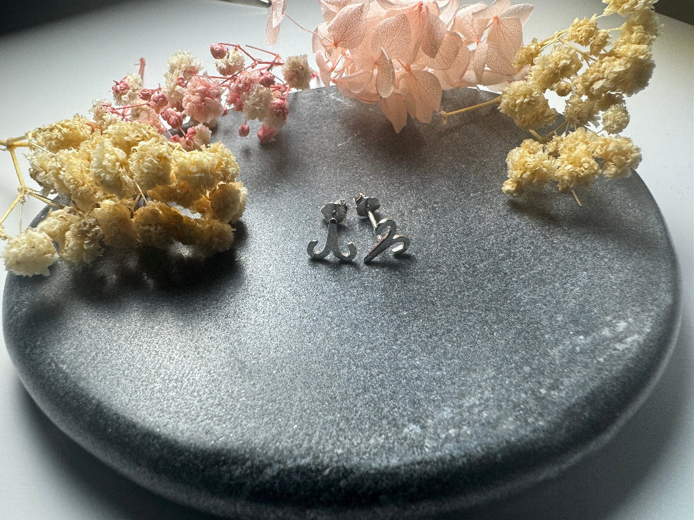 Aries Stud Earrings Rhodium Plated - Amona Jewelry
