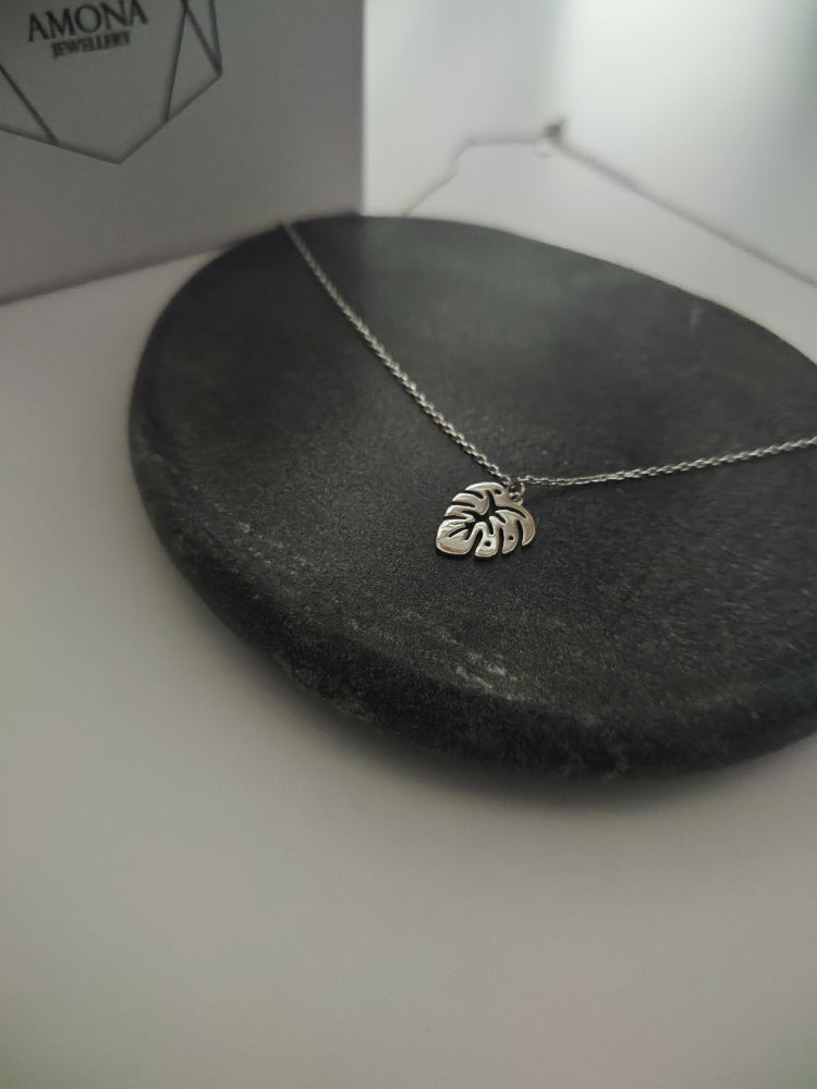 Silver Palm Leaf Necklace