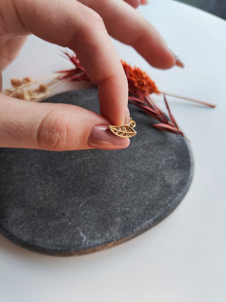 Sparkling Gold-Plated Leaf Earrings
