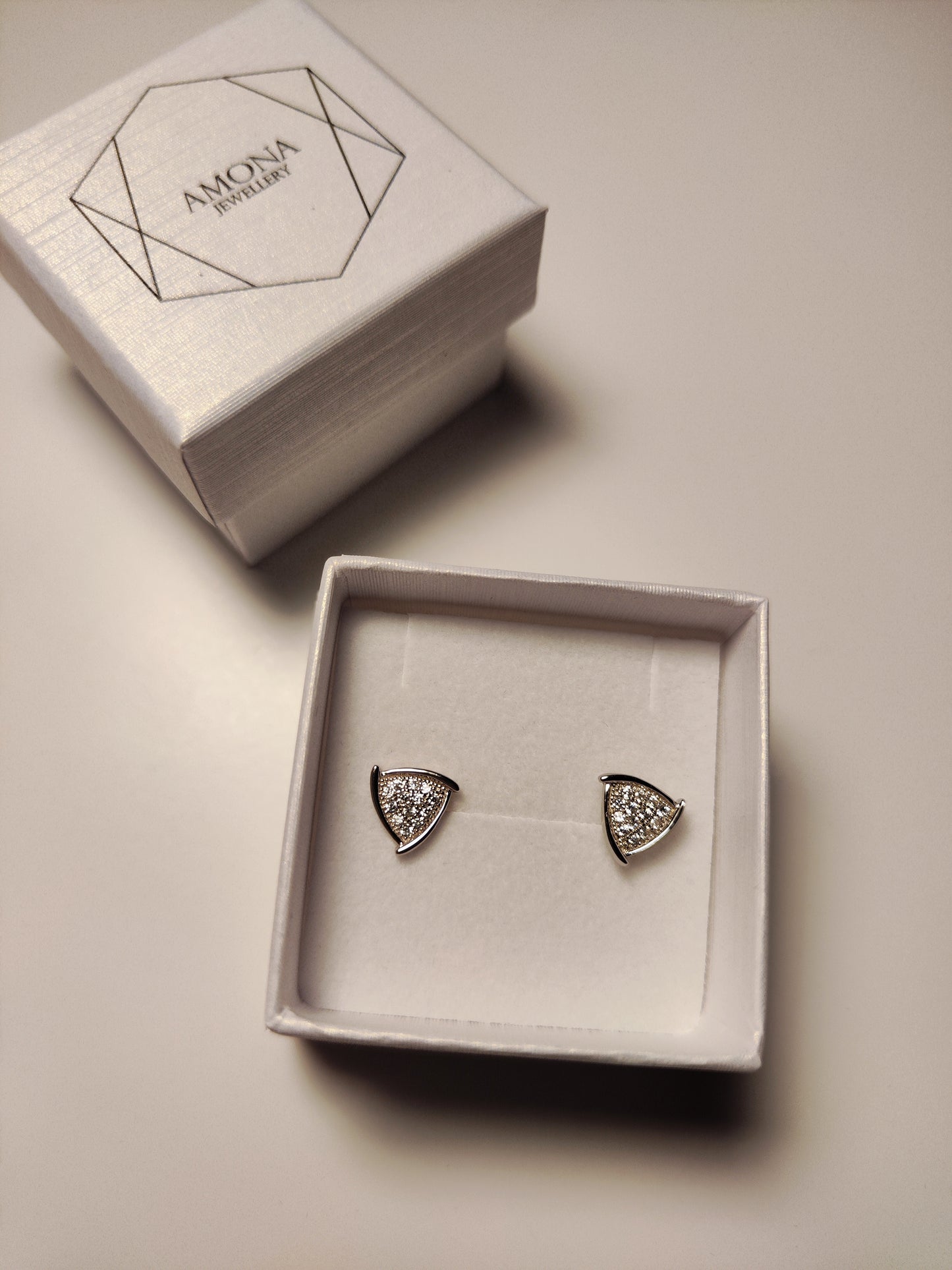 Trendy Triangular 925 Sterling Silver Earrings with Rhodium Finish