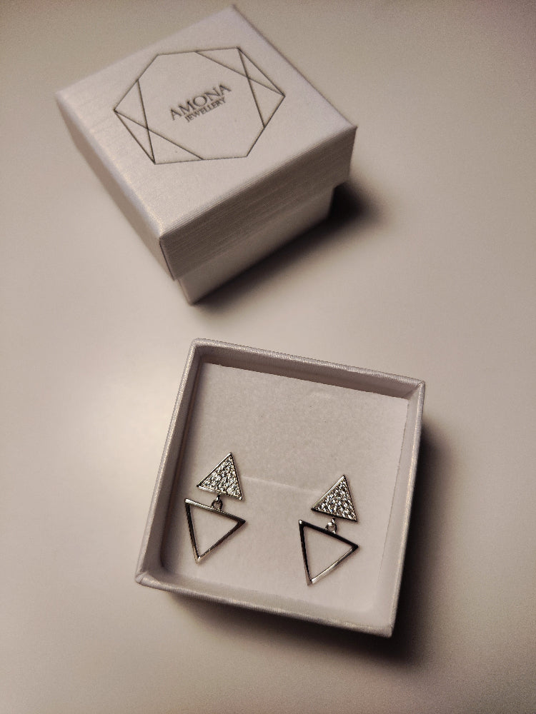 Triangle Earrings with Zirconia