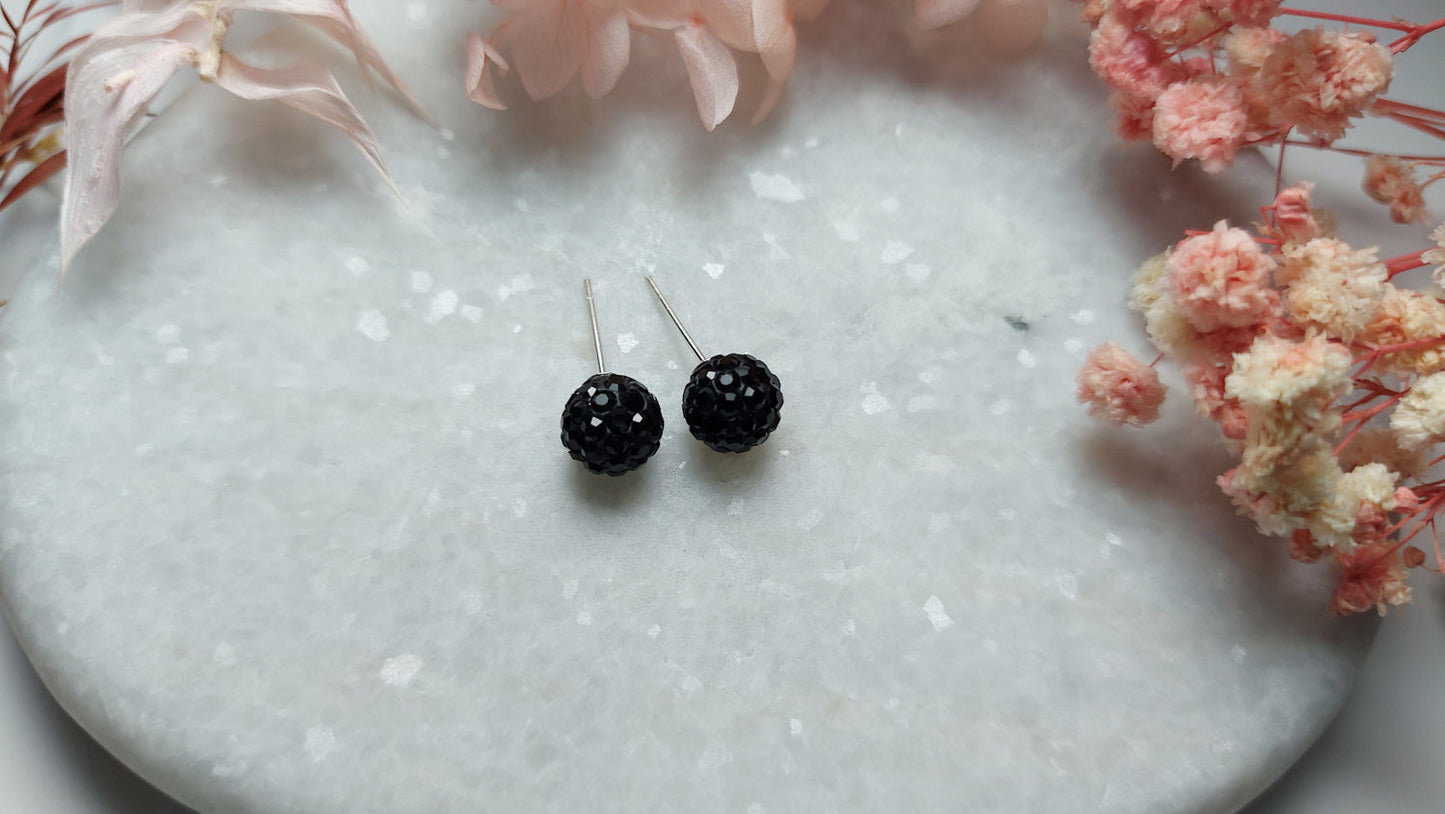Black Earrings with Crystals - Amona Jewelry