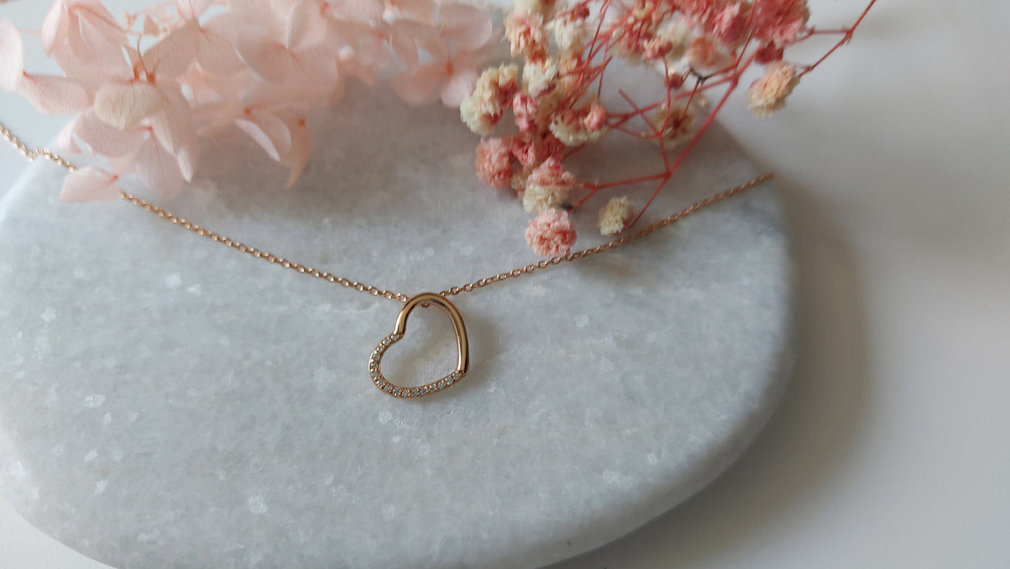 Heart rose gold pendant necklace - Amona Jewelry