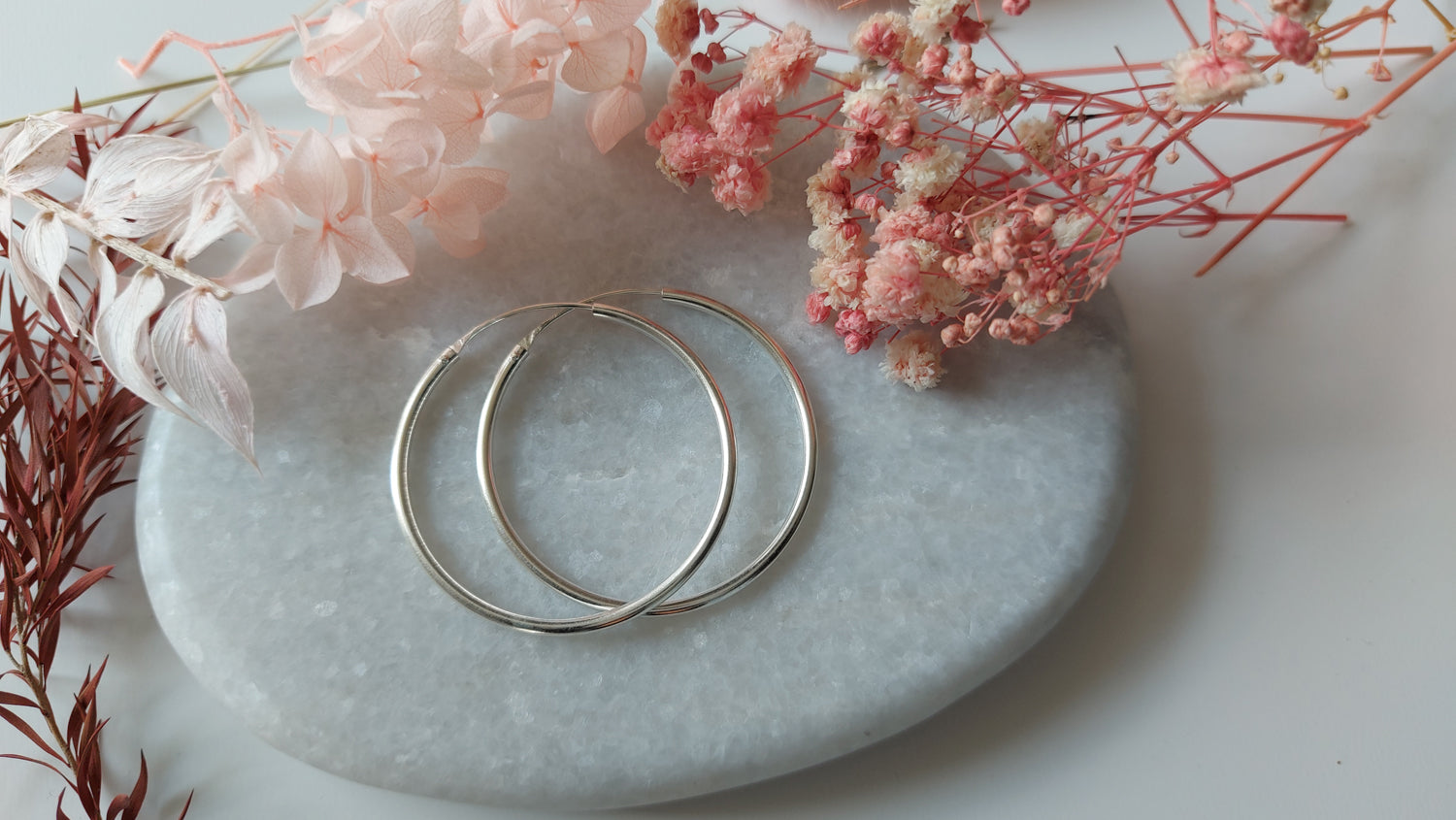Silver Hoop Earrings Rhodium Plated 40 mm Amona Jewellery