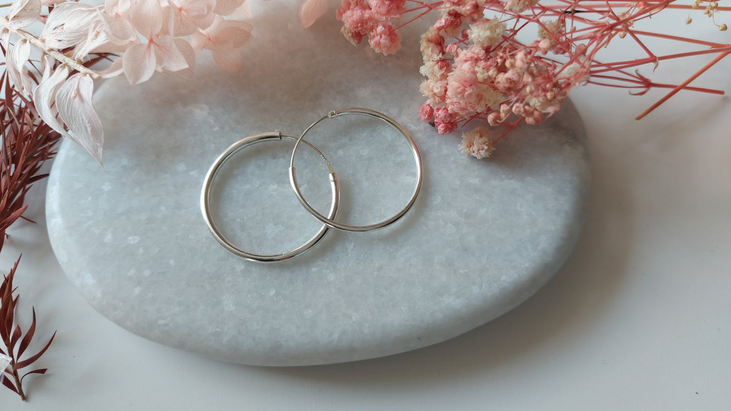 Silver Hoop Earrings Rhodium Plated 40 mm Amona Jewellery
