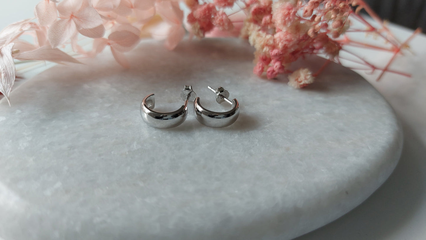 Silver Small Hoop Earrings Rhodium Plated Amona Jewellery
