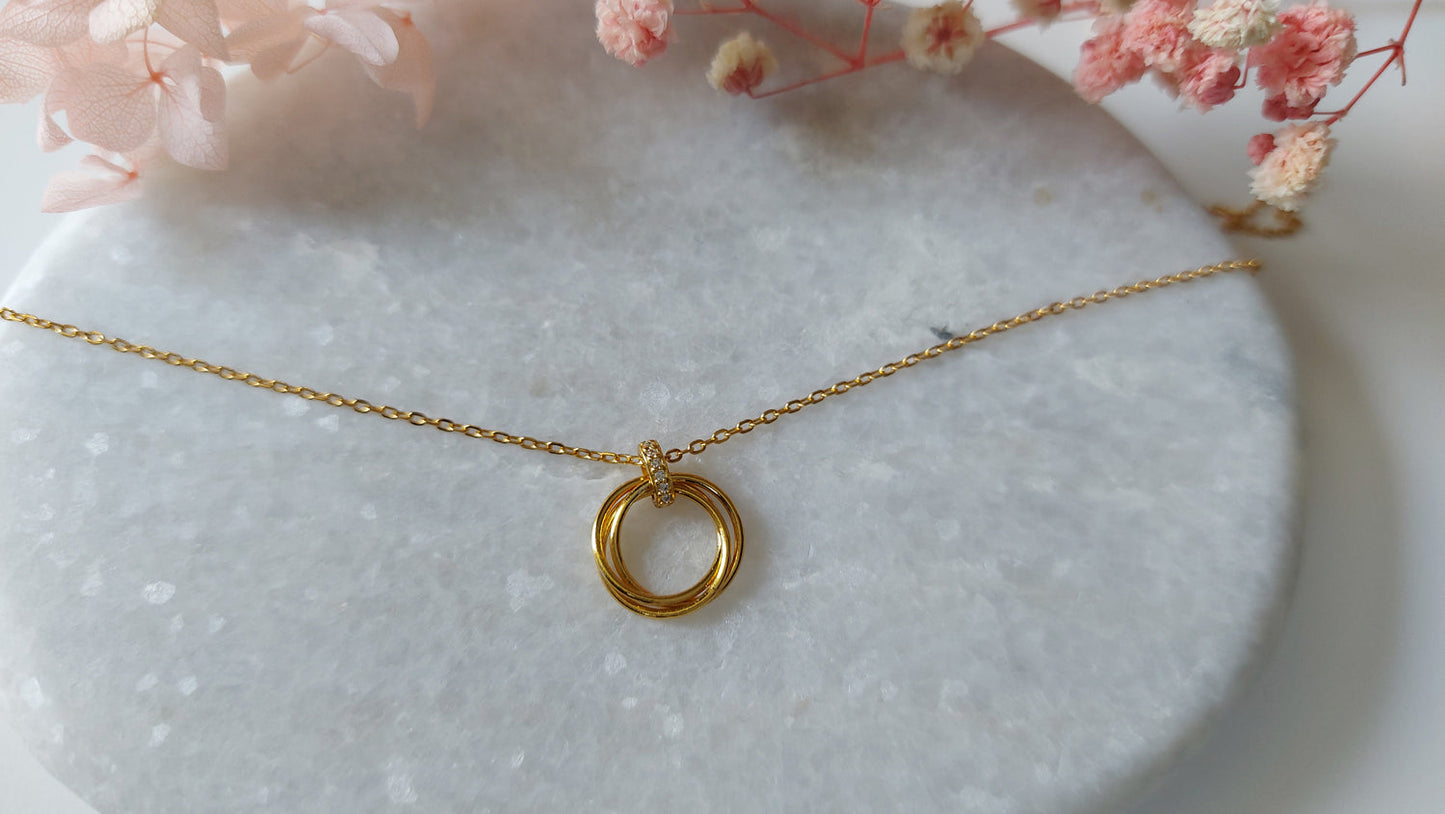 Gold Triple Circle Necklace - Amona Jewellery