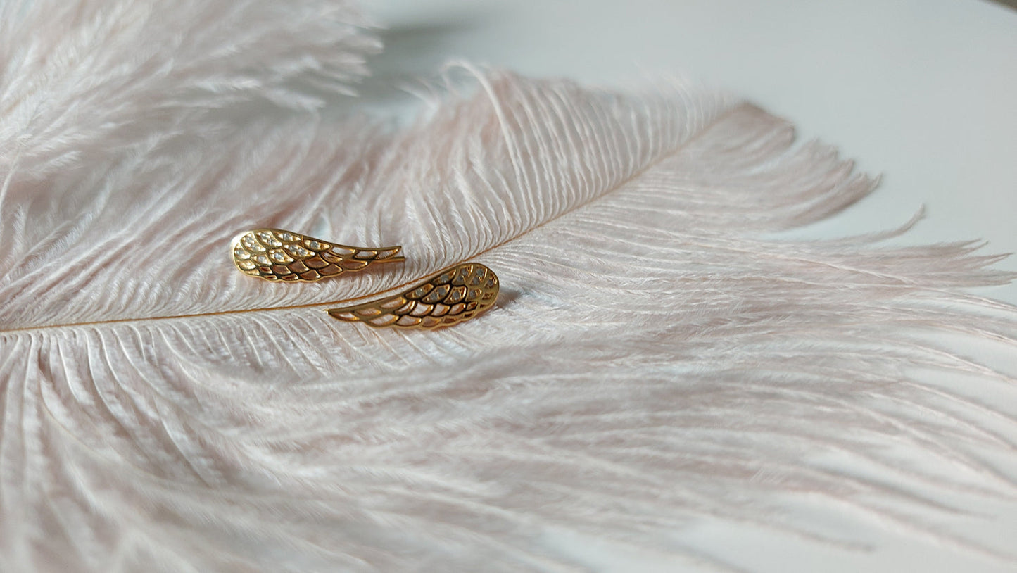 18K Gold Plated Wing Earrings - Amona Jewelry