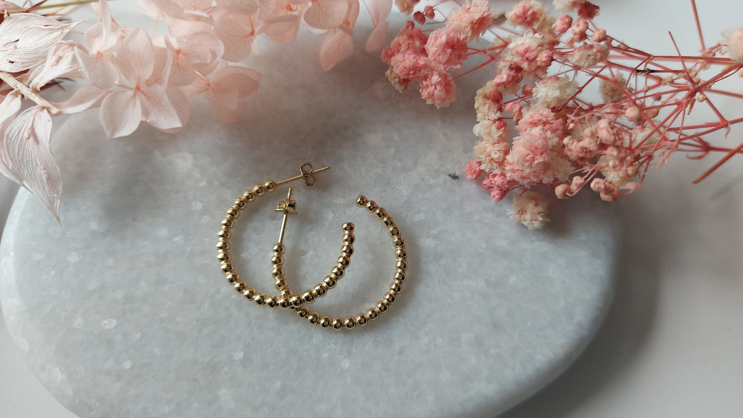 Gold Petite Ball Hoops Earrings - Amona Jewelry
