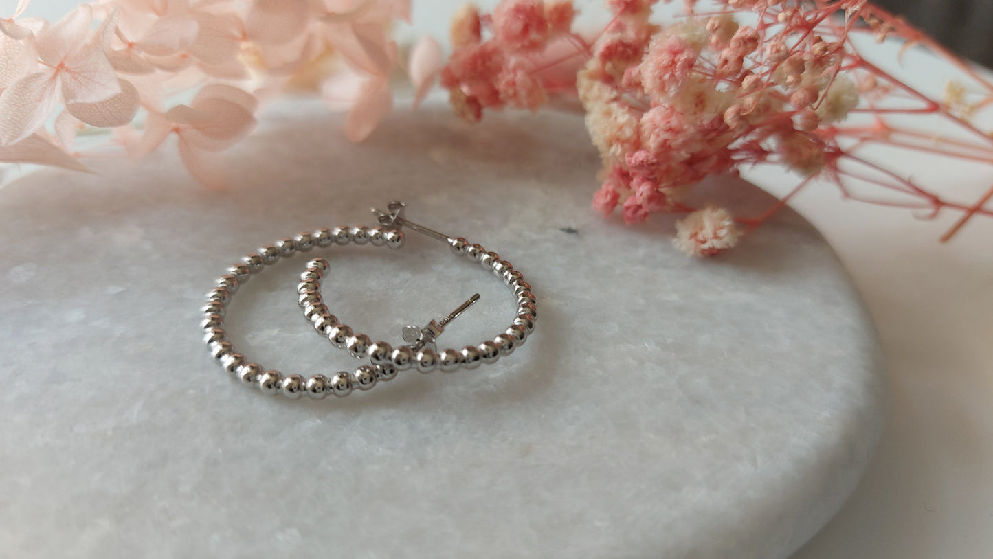 Silver Petite Ball Hoops Earrings