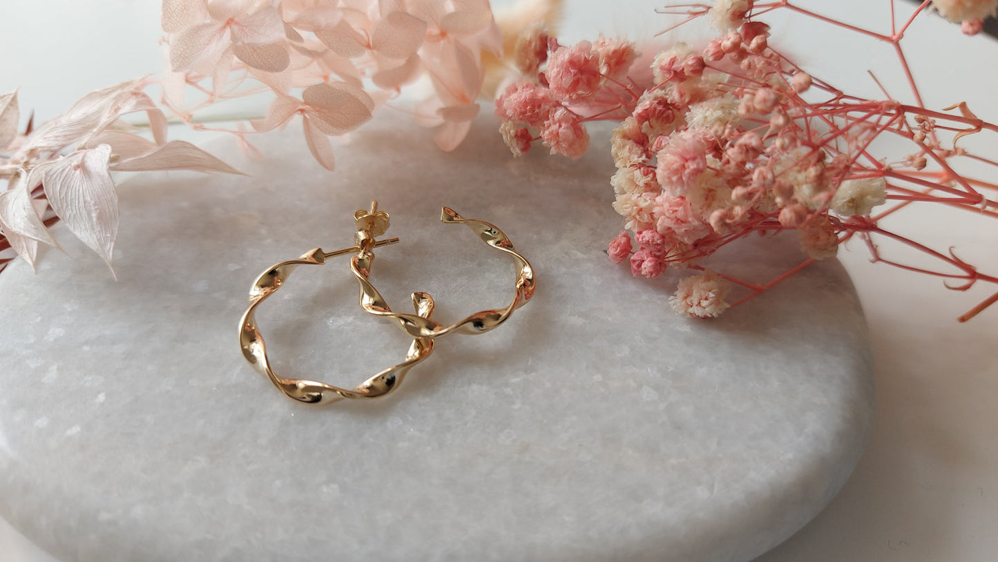 Twisted Gold Hoop Earrings