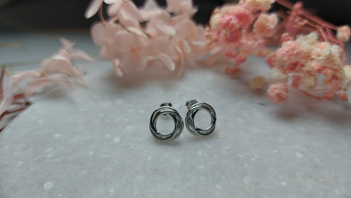 Silver Triple Circle Earrings