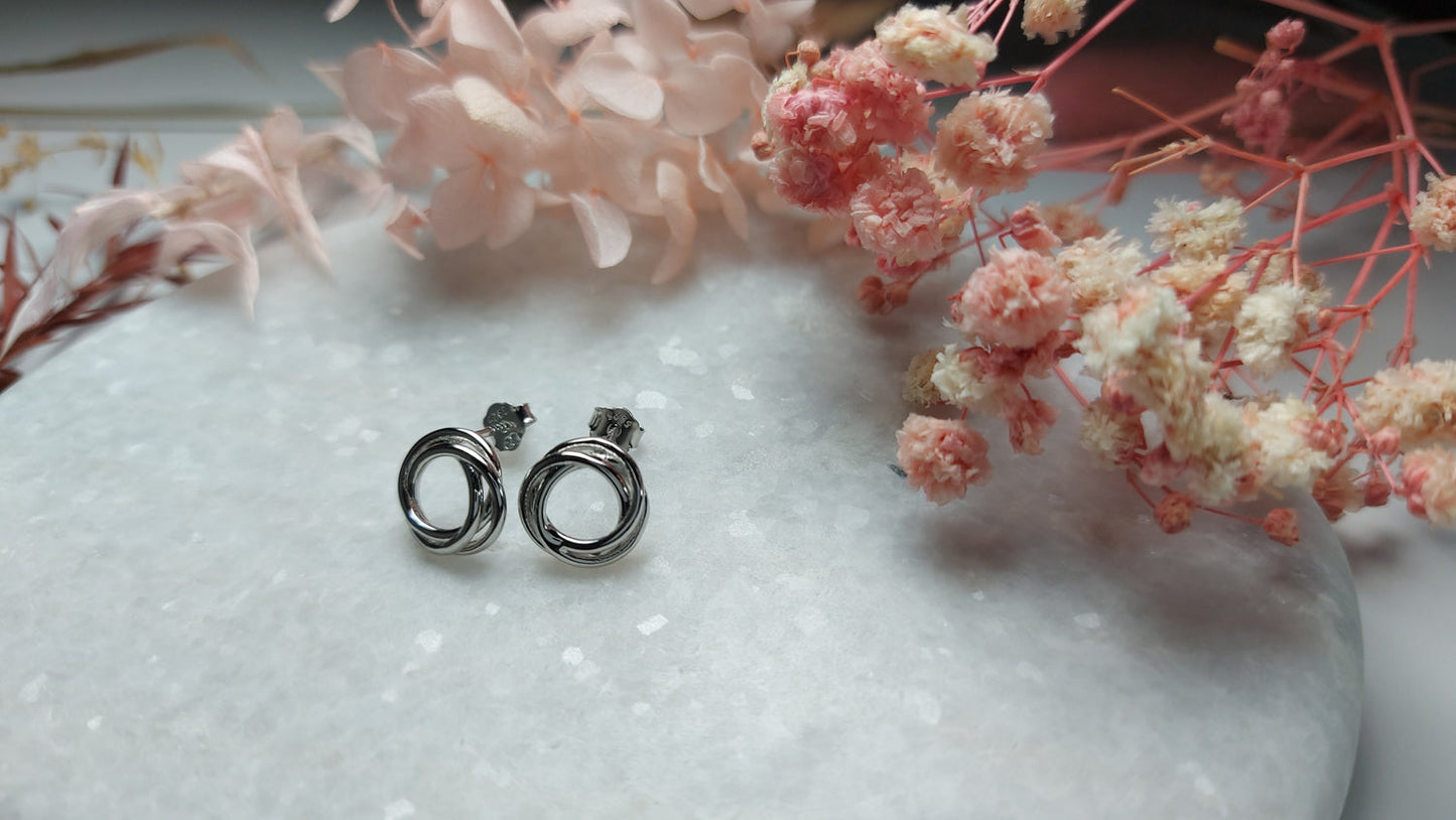 Silver Triple Circle Earrings