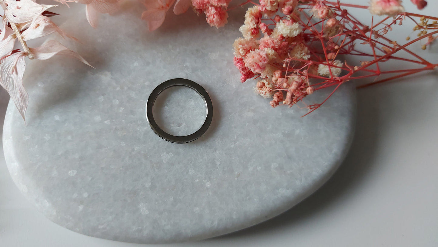 Silver Eternity Ring with Black Cubic Zirconia - Amona Jewellery