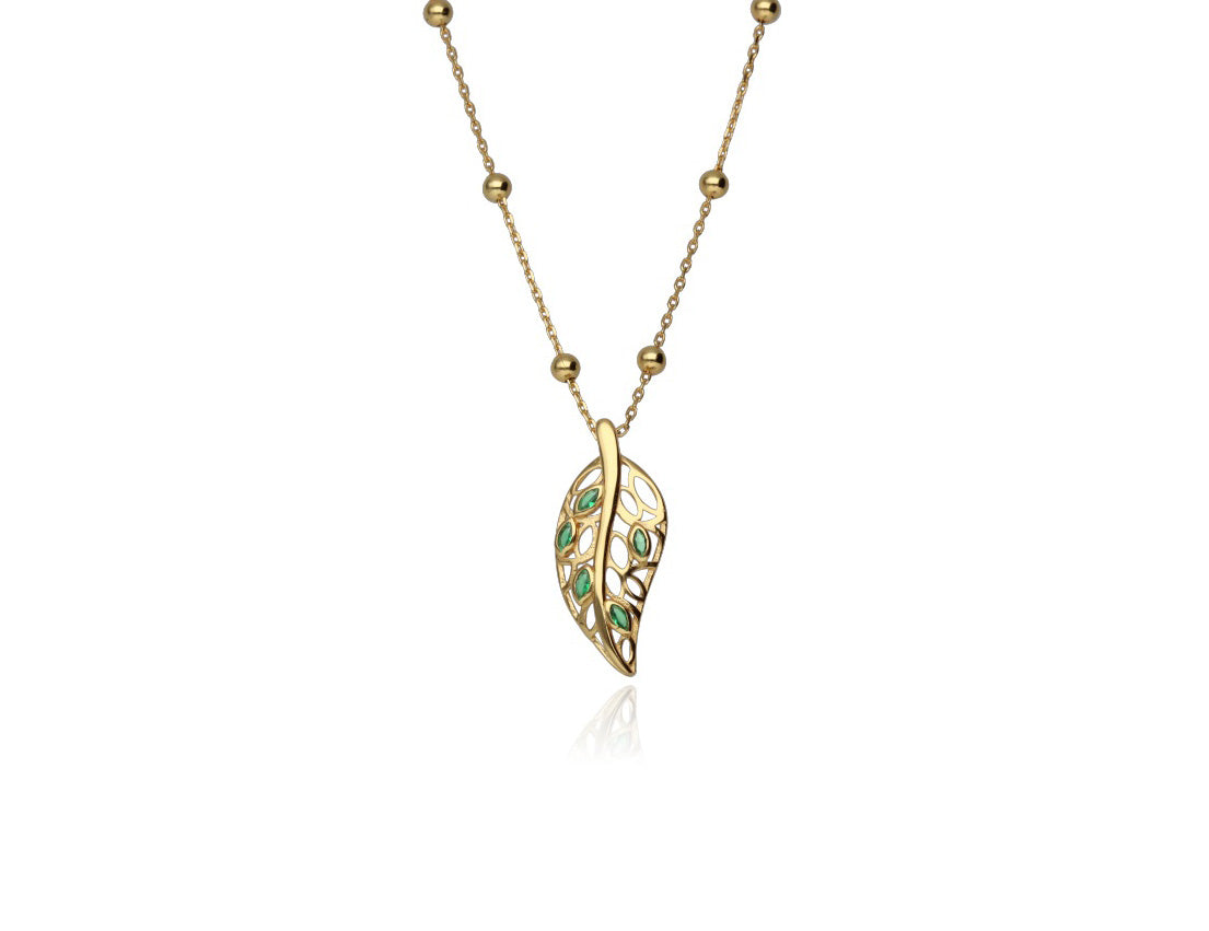 Golden Leafy Green Necklace - Amona Jewellery