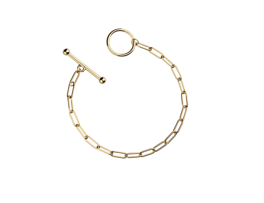 Gold Plated Toggle Clasp Peperclip Bracelet - Amona Jewellery