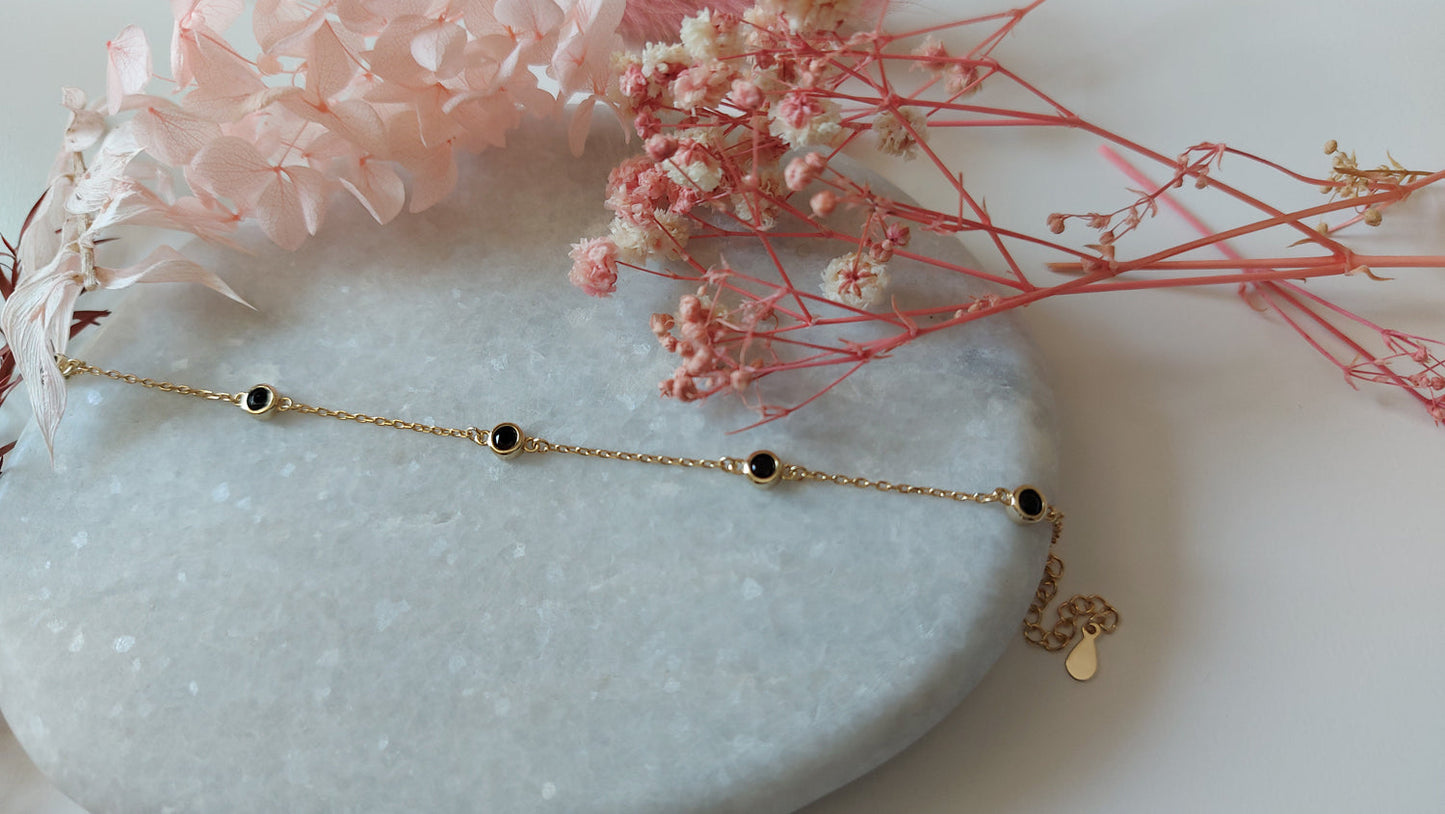 Gold Black Zirconia Bangle - Amona Jewellery