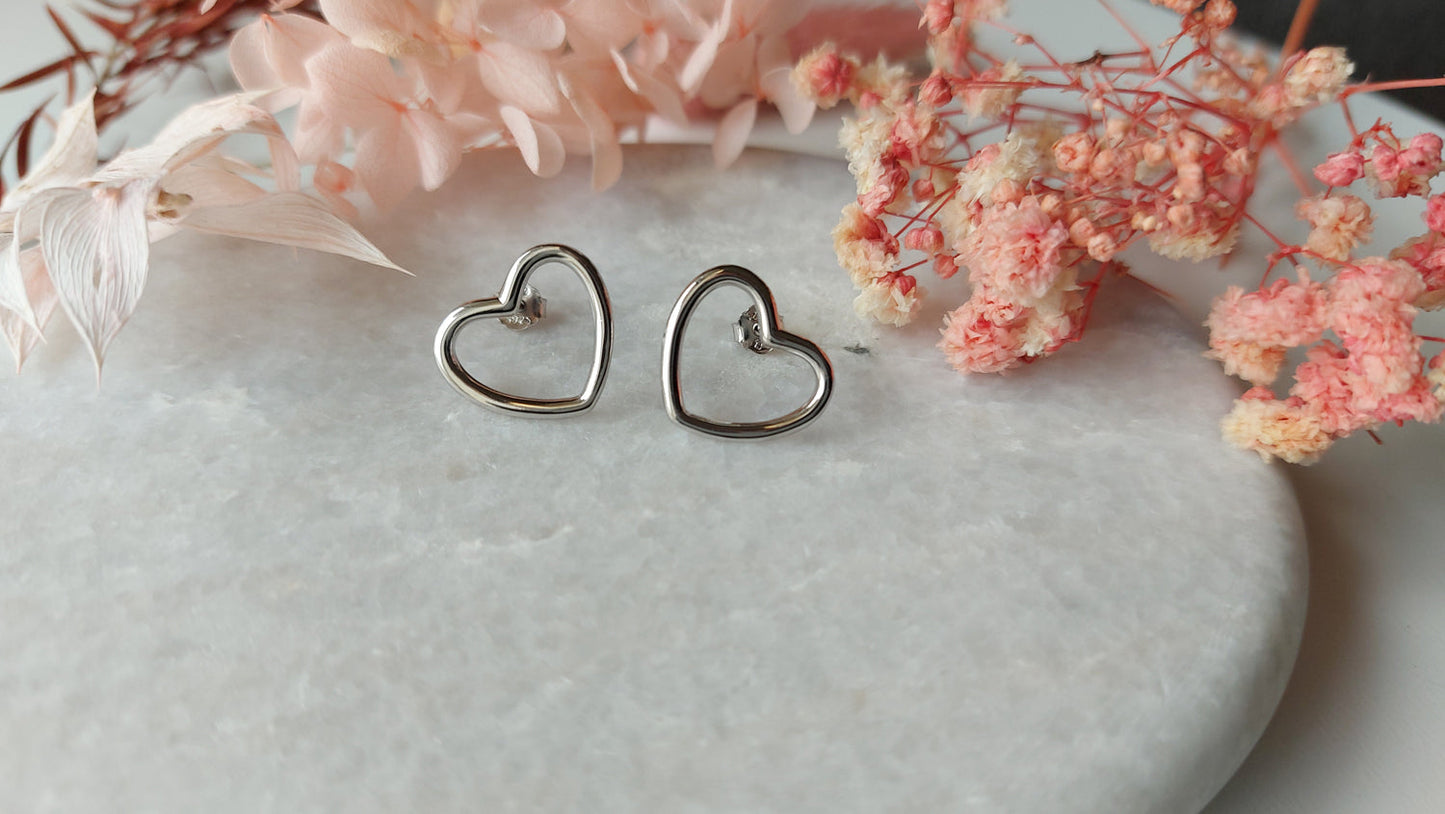 Silver Heart Stud Earrings