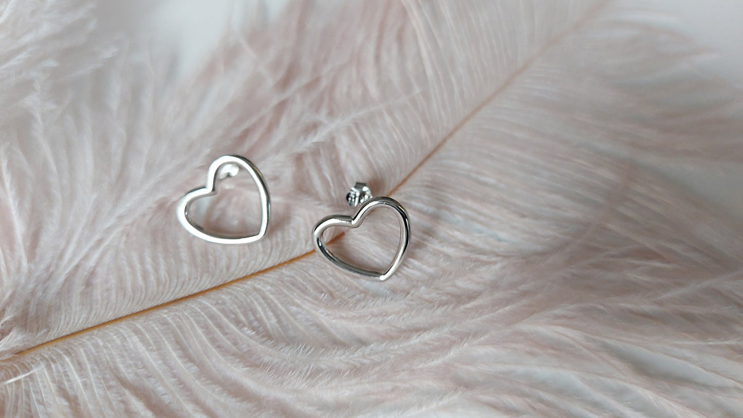 Silver Heart Stud Earrings