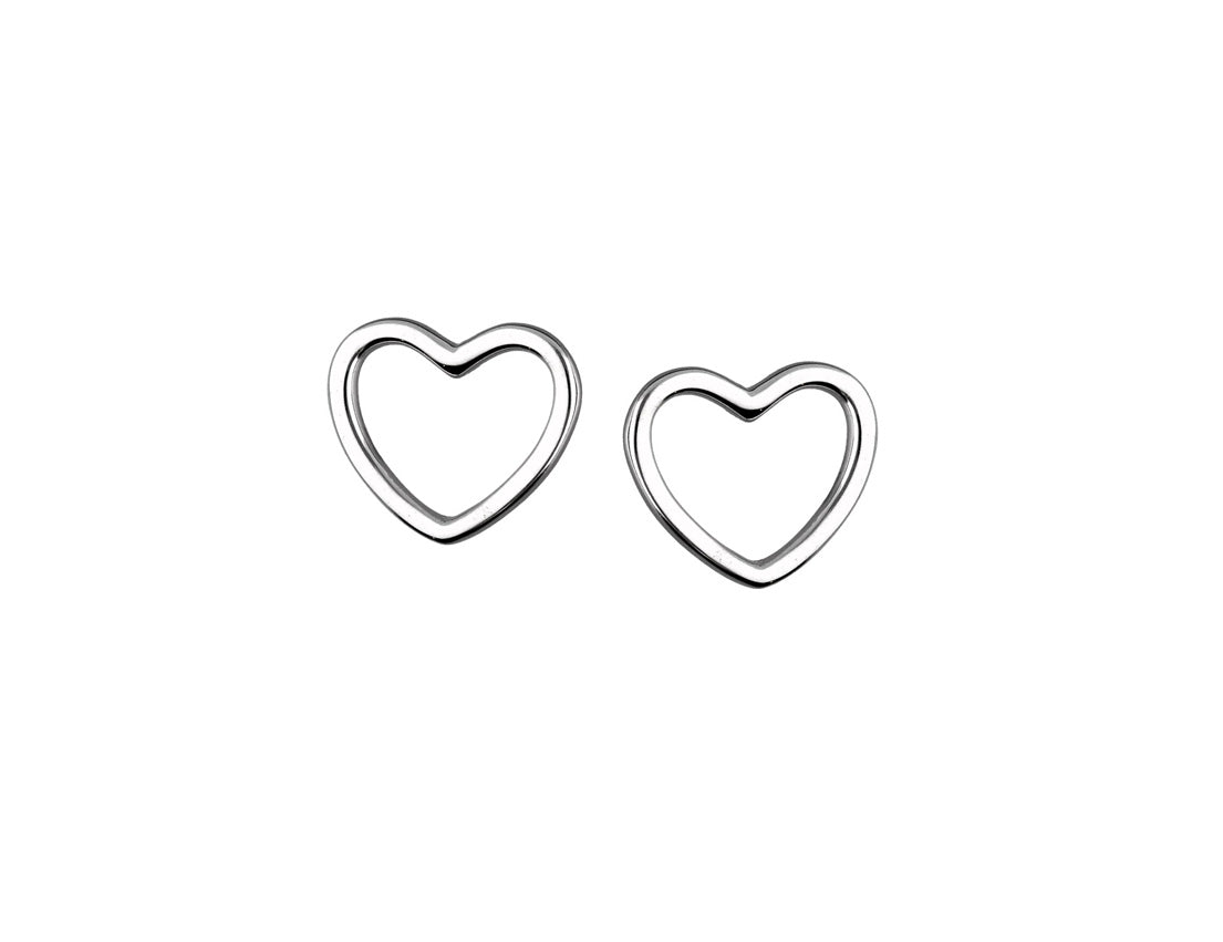 Silver Heart Stud Earrings Rhodium Plated Amona Jewellery