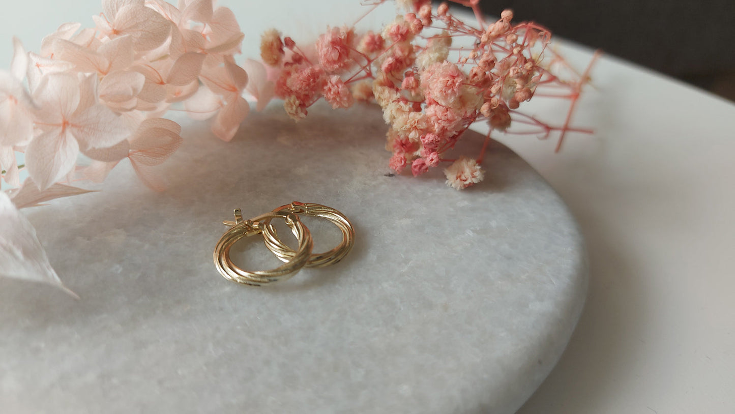 Twisted Elegance Latch Hoop Earrings Silver Gold Plated