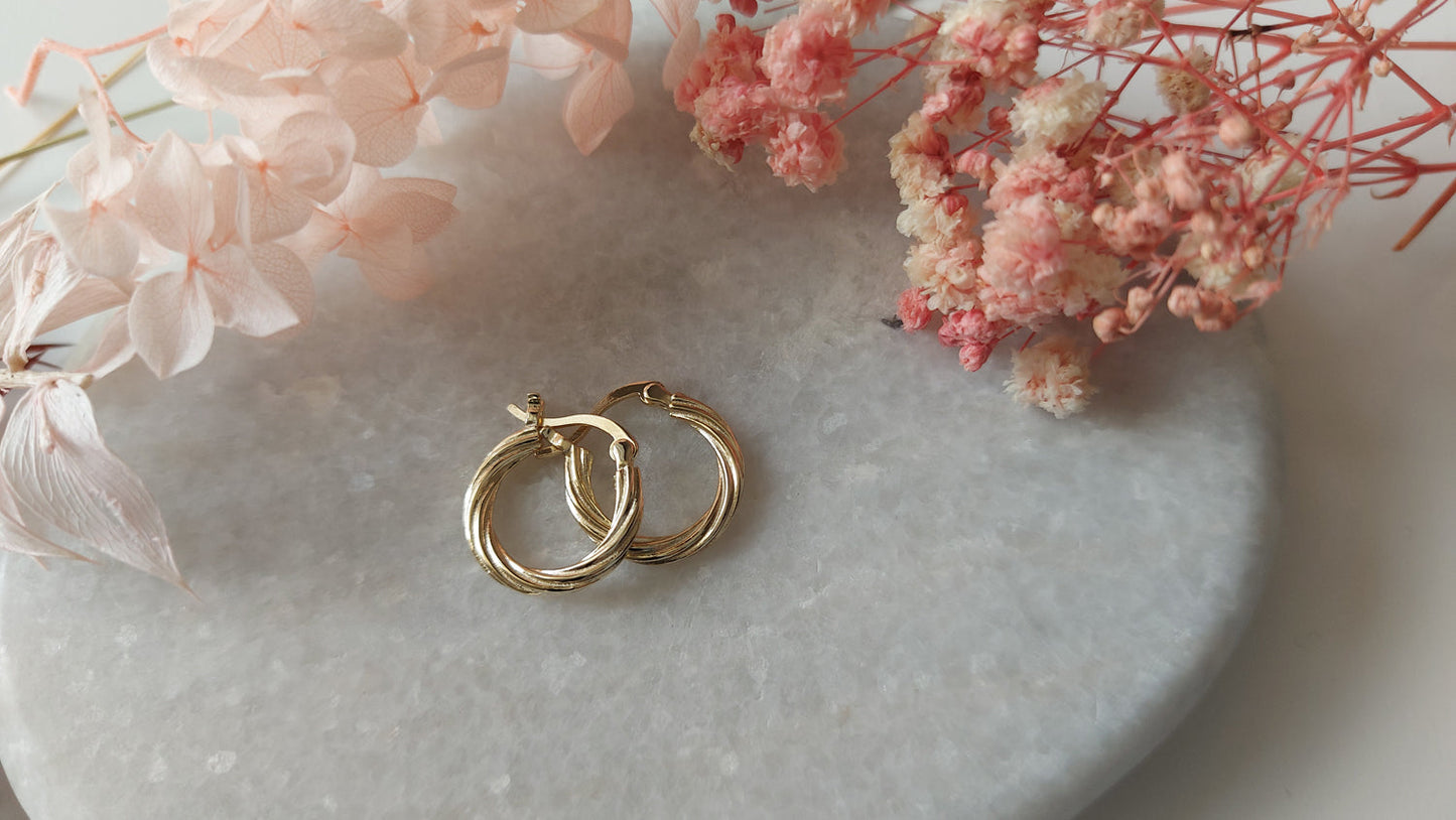 Twisted Elegance Latch Hoop Earrings Silver Gold Plated