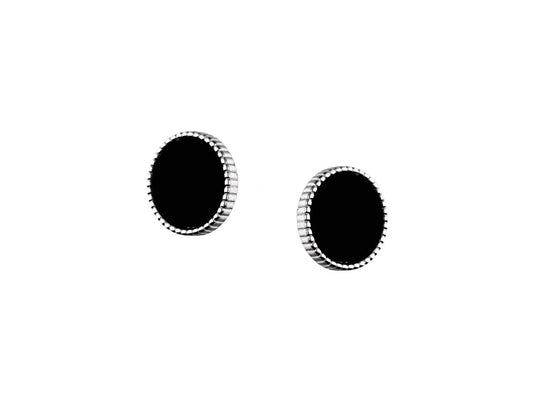 Silver Stud Onyx Earrings Rhodium Plated Amona Jewellery