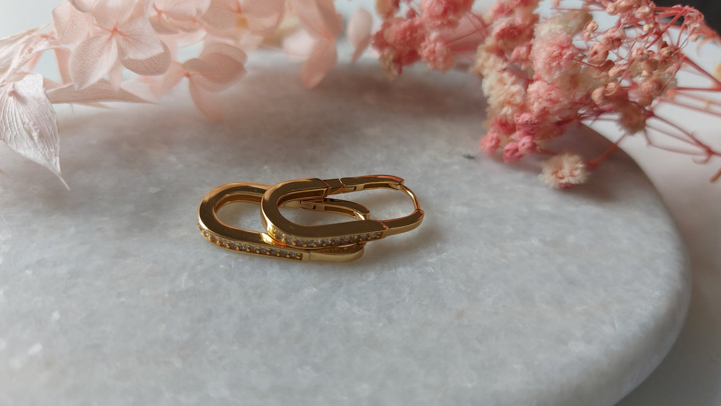 Golden Charming Huggie Lock Earrings - Amona Jewellery