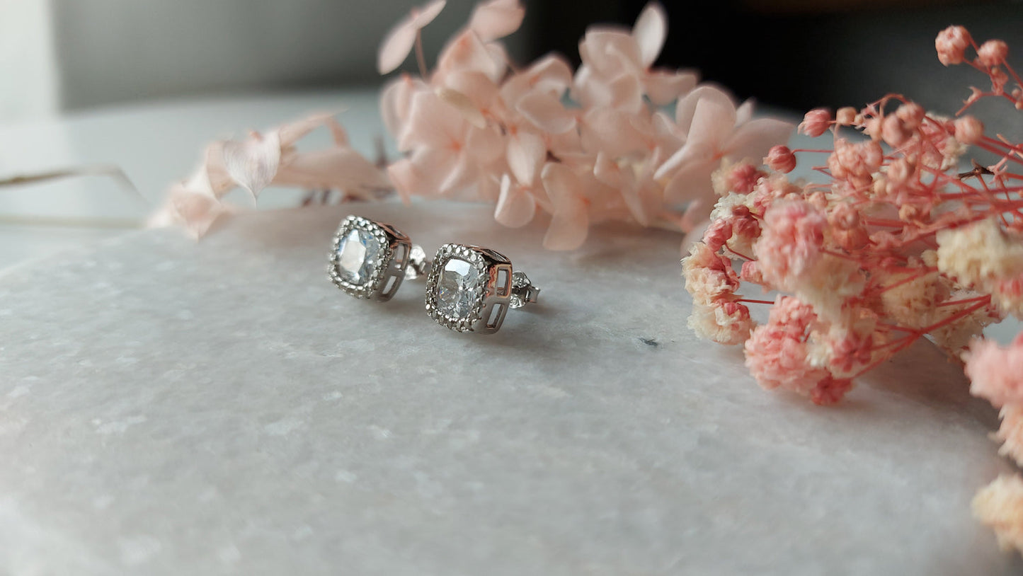 Square Shape Zirconia Earrings - Amona Jewelry